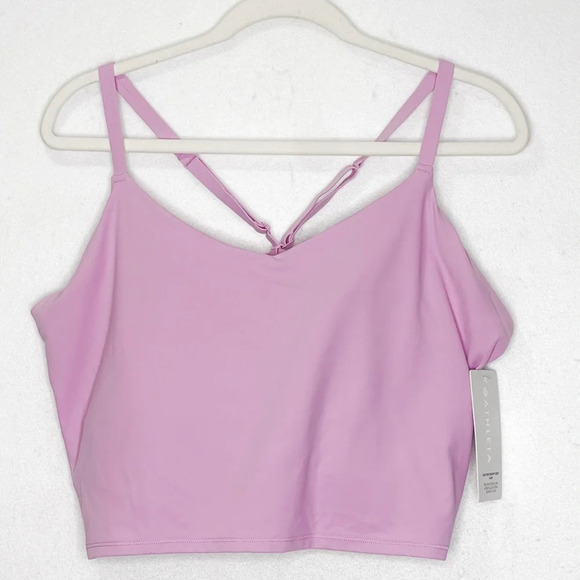 Athleta Elation Strappy Crop Quartz Pink Sports Bra Tank Top D-DD - Picture 3 of 9